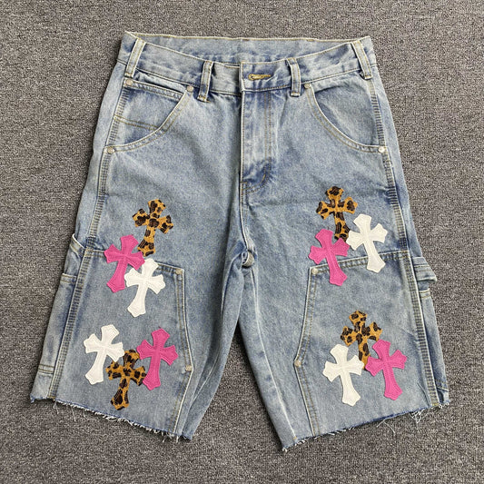 [New] Chrome Hearts Light Denim Double Knee Carpenter Shorts