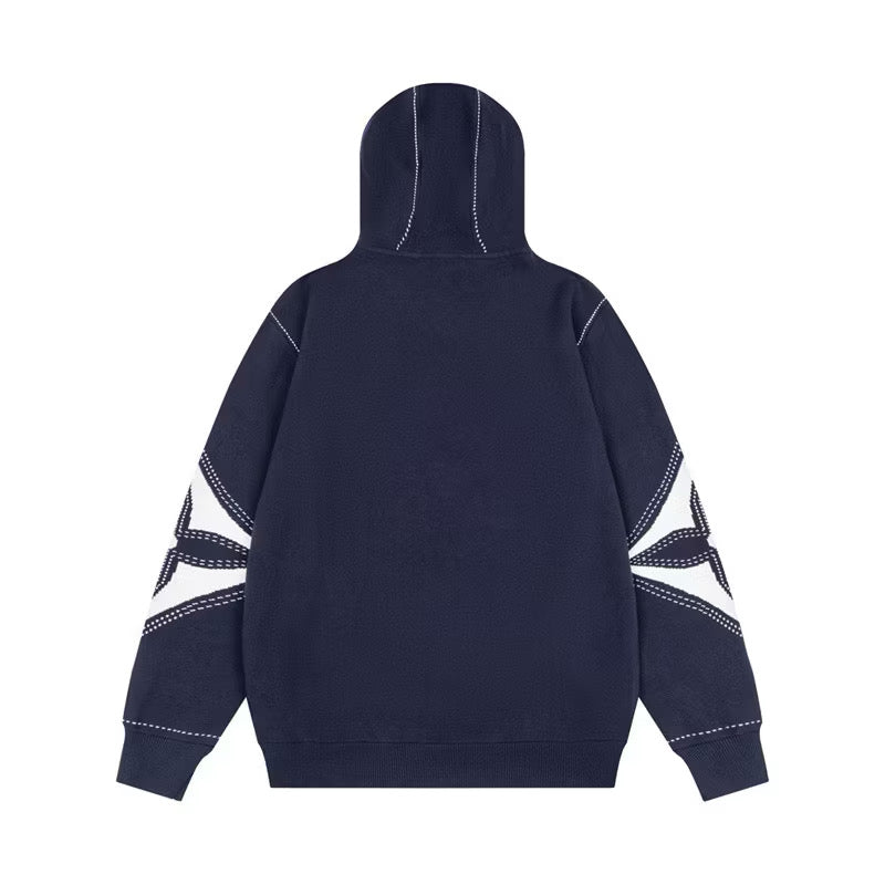 [New] Louis Vuitton Intarsia Zip Up Hoodie (Navy)