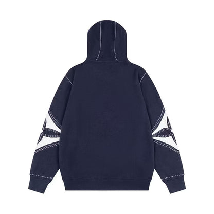 [New] Louis Vuitton Intarsia Zip Up Hoodie (Navy)