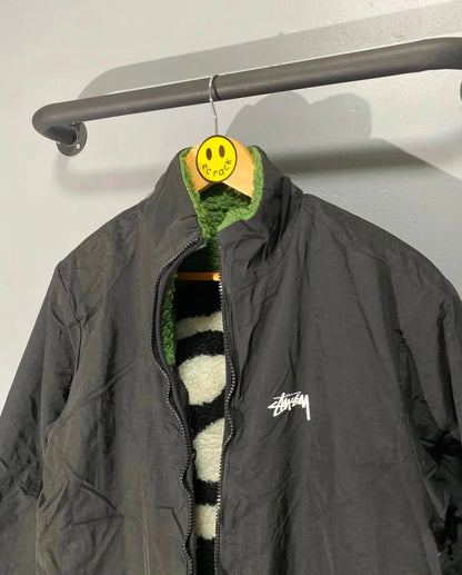 [New] Stussy Sherpa ‘8 Ball’ Reversible Jacket (Green)