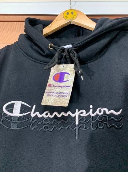 Champion Embroidered Logo Hoodie (Black)