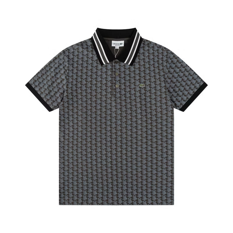 [New] Lacoste Monogram Polo Shirt (Black)