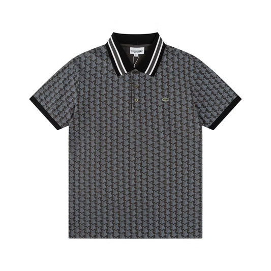 [New] Lacoste Monogram Polo Shirt (Black)
