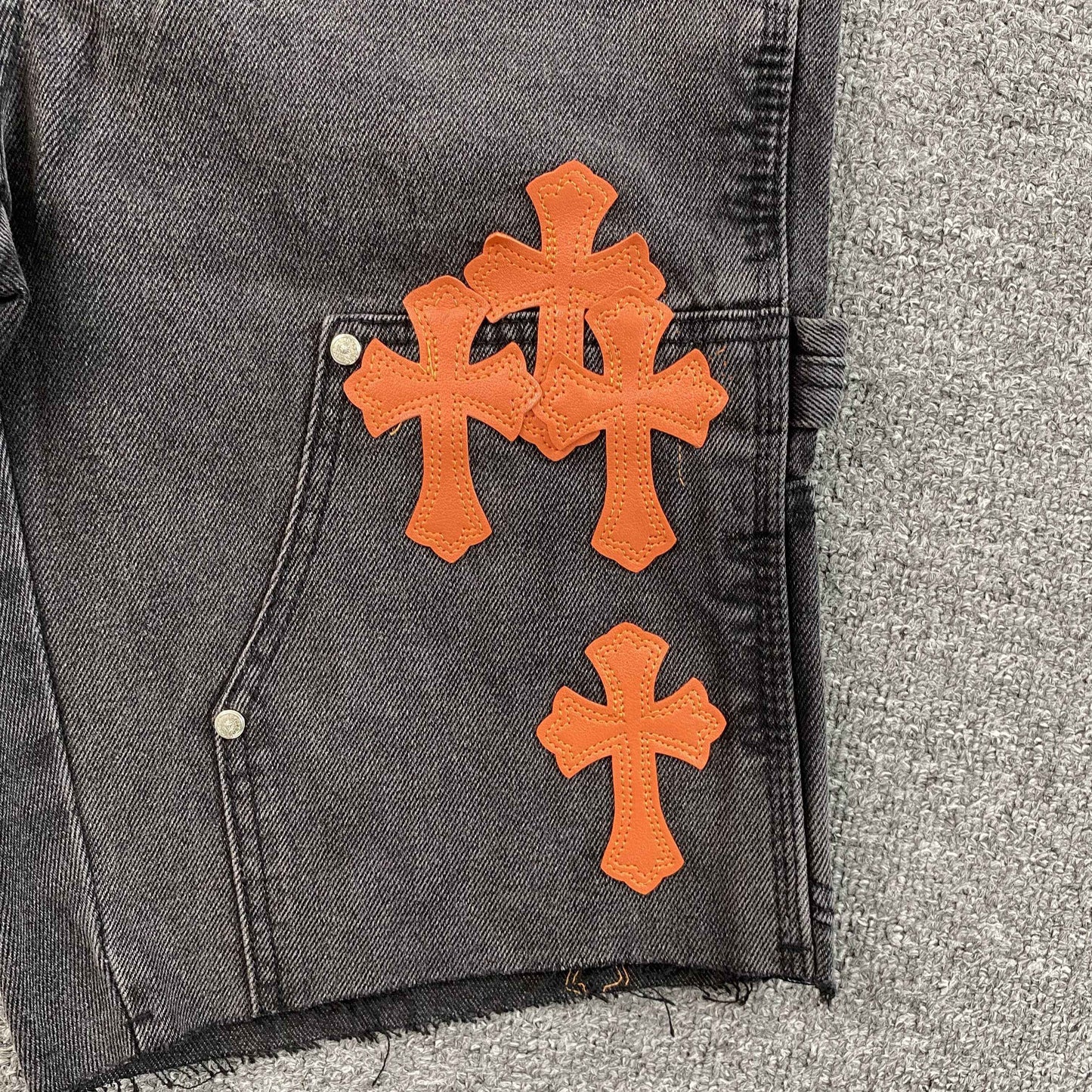 [New] Chrome Hearts Denim Double Knee Carpenter Shorts