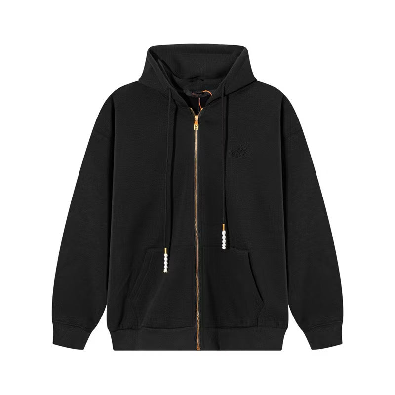 [New] Louis Vuitton Embroidered Logo Zip Up Hoodie