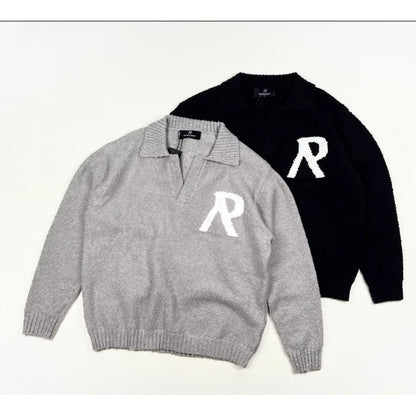 [New] Represent Knitted Boucle Collar Polo Sweater