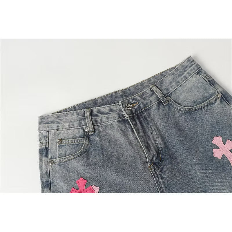 [New] Chrome Hearts Cross Pants (Pink Cross)