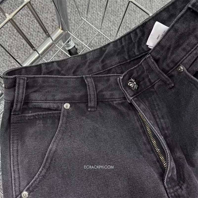 [New] Chrome Hearts Denim Double Knee Pants (Black/Orange)