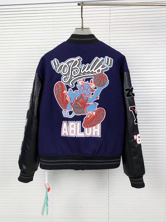 Off White x NBA "Bulls" Varsity Jacket (Navy)