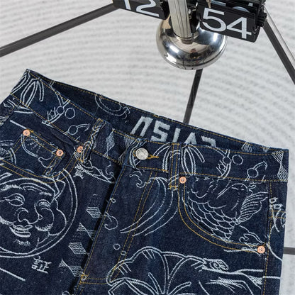 [New] Evisu All Over Print Denim Jeans