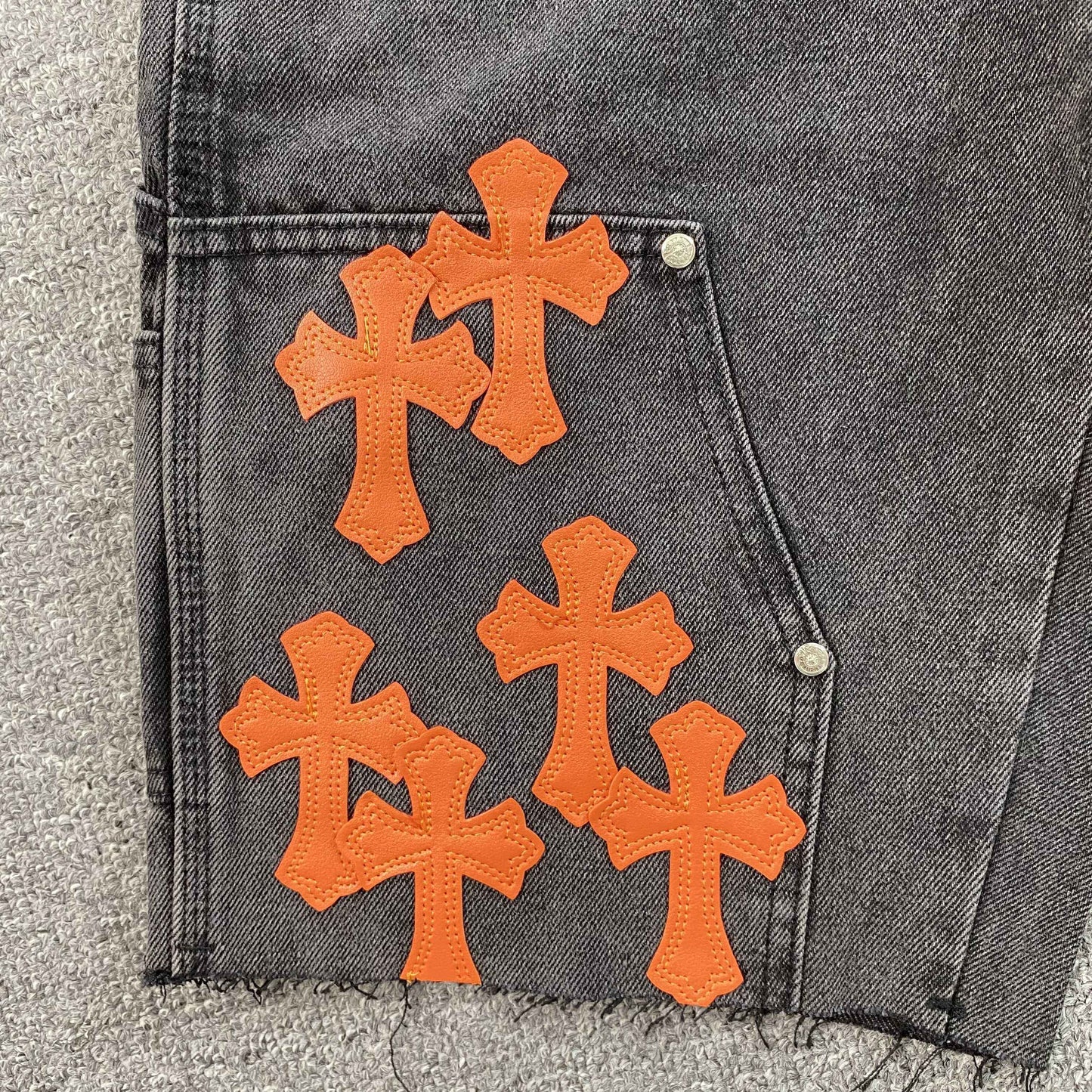 [New] Chrome Hearts Denim Double Knee Carpenter Shorts