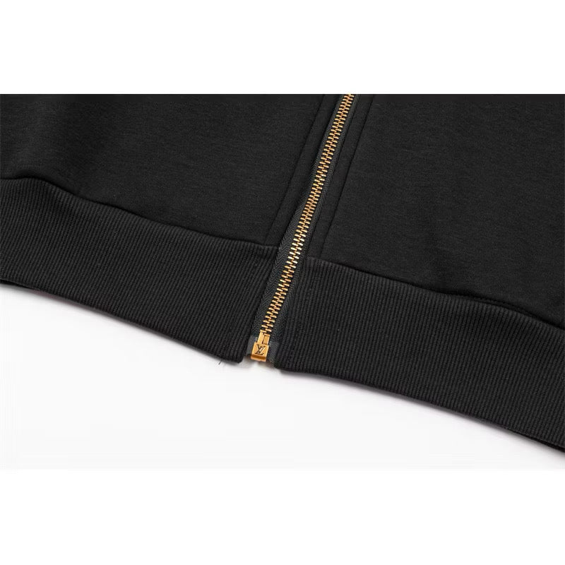 [New] Louis Vuitton Embroidered Logo Zip Up Hoodie