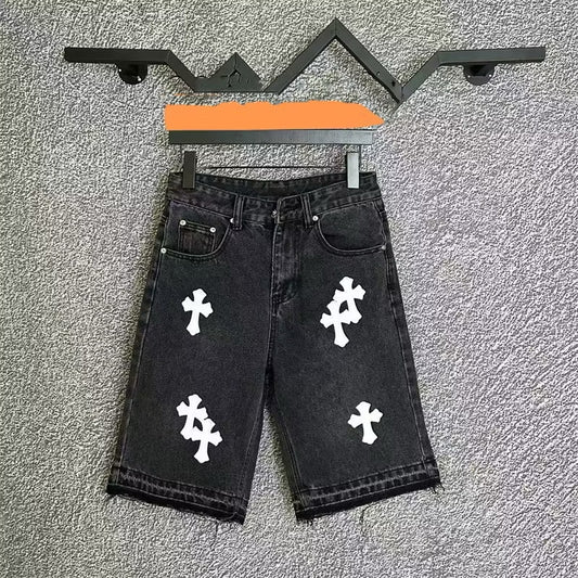[New] Chrome Hearts Denim Shorts (White Patch)