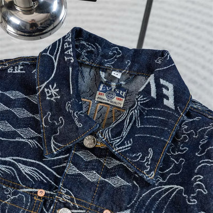 [New] Evisu All Over Print Denim Jacket