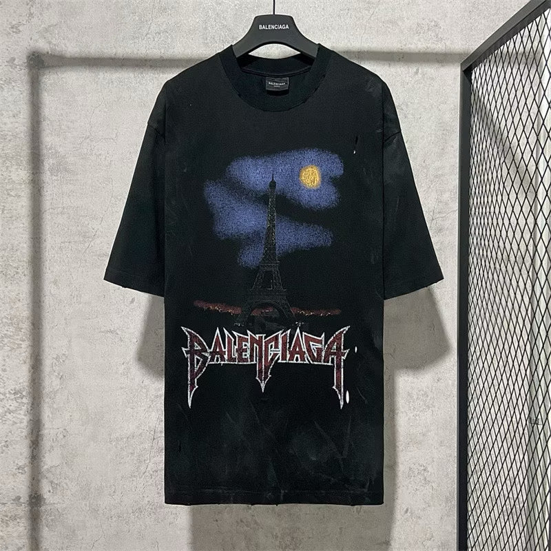 [New] Balenciaga Paris Moon Upside Down Tee