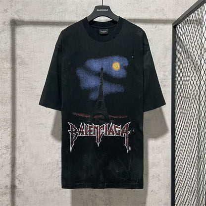 [New] Balenciaga Paris Moon Upside Down Tee