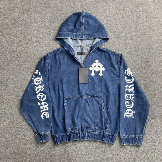 [New] Chrome Hearts Denim Hoodie Jacket