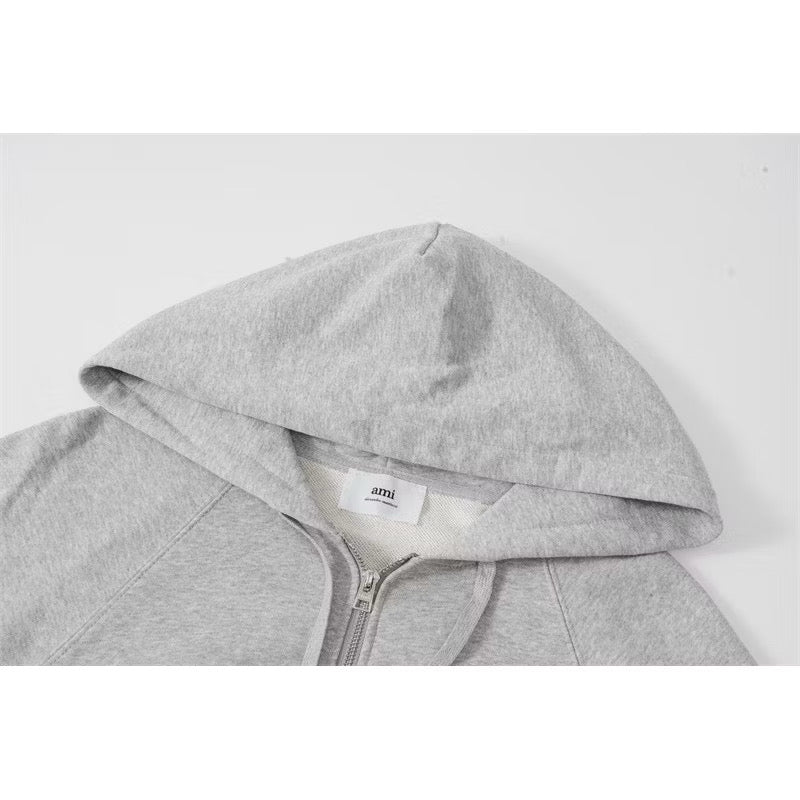 New] Ami Mini Logo Zip Up Hoodie