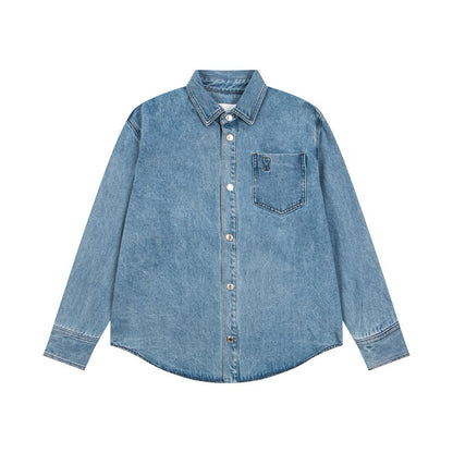[New] Ami Paris Denim Button-down Longsleeve Shirt