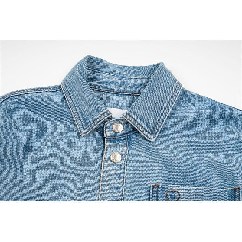[New] Ami Paris Denim Button-down Longsleeve Shirt