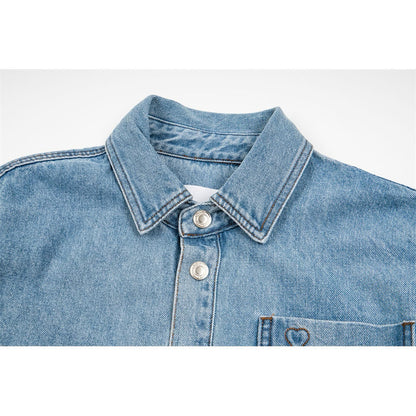 [New] Ami Paris Denim Button-down Longsleeve Shirt