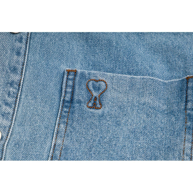 [New] Ami Paris Denim Button-down Longsleeve Shirt
