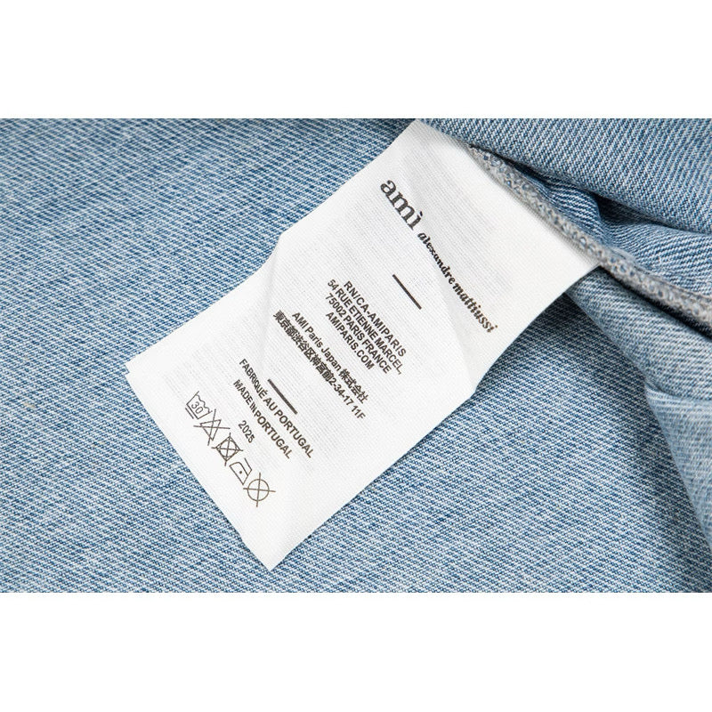 [New] Ami Paris Denim Button-down Longsleeve Shirt